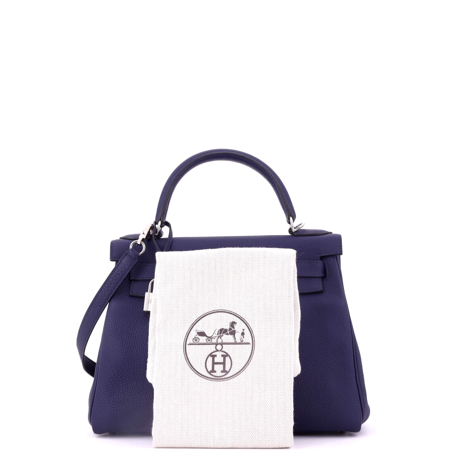 Kelly Handbag Bleu Encre Togo with Palladium Hardware 28