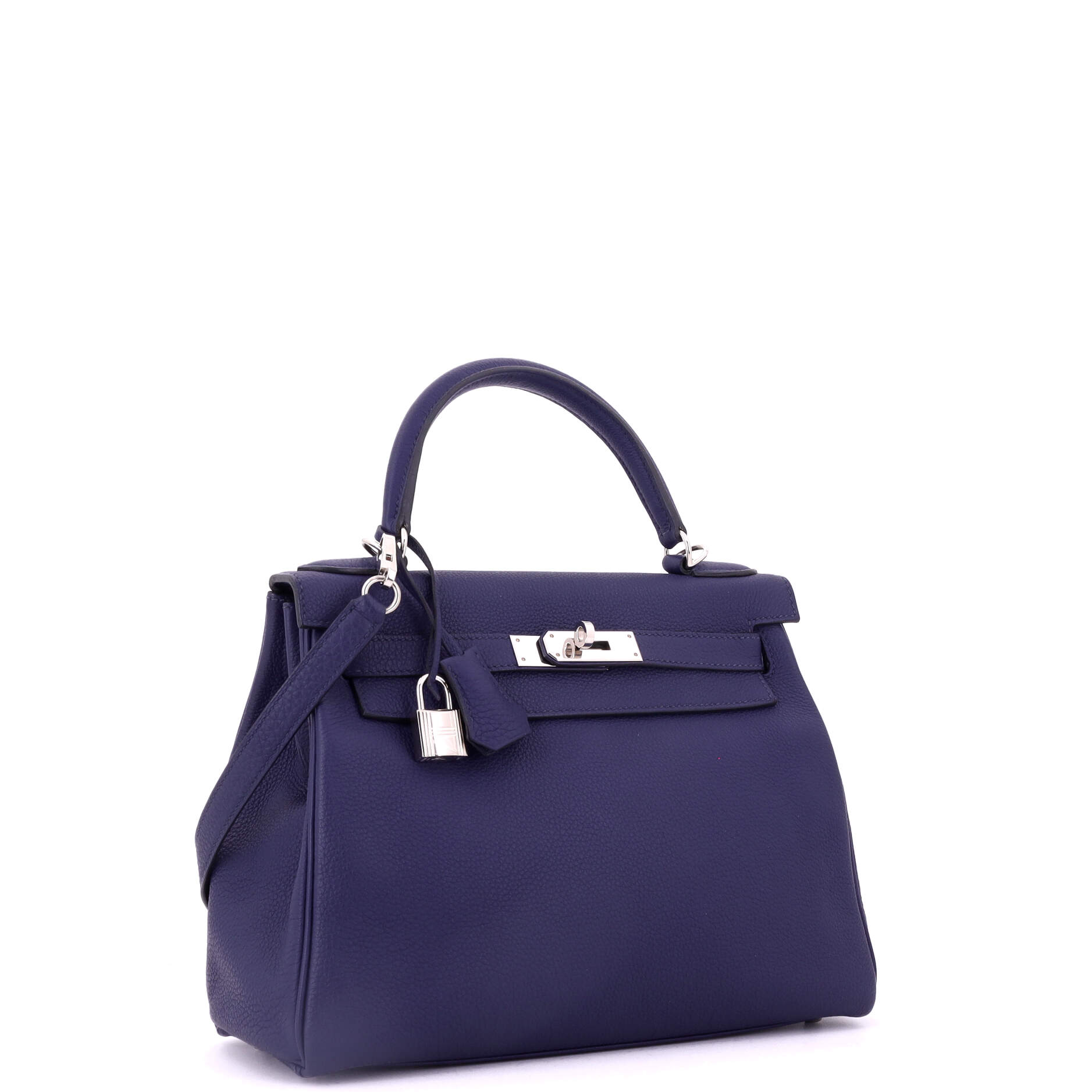 Kelly Handbag Bleu Encre Togo with Palladium Hardware 28
