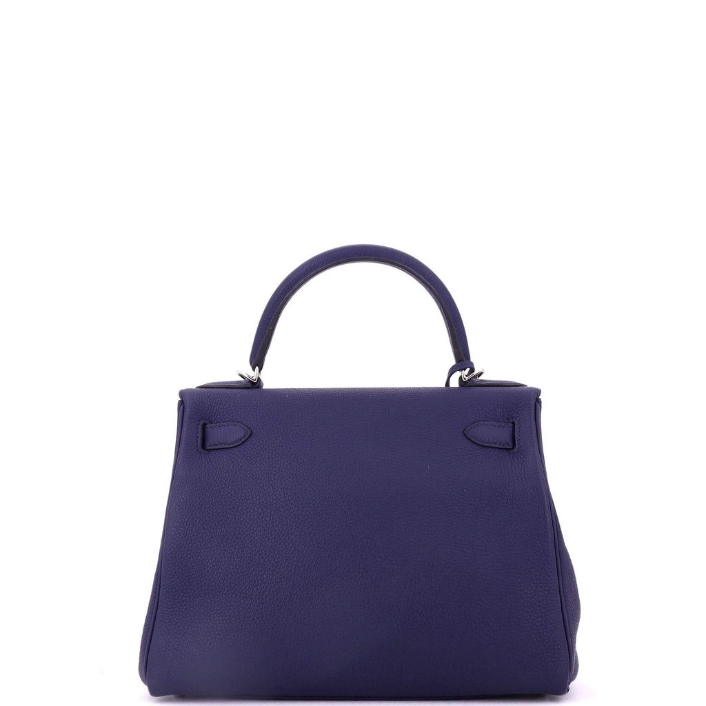 Kelly Handbag Bleu Encre Togo with Palladium Hardware 28