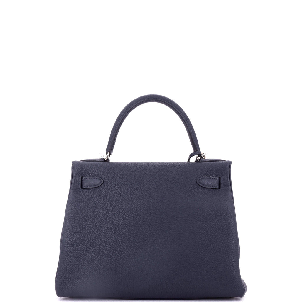 Kelly Handbag Bleu Nuit Togo with Palladium Hardware 28