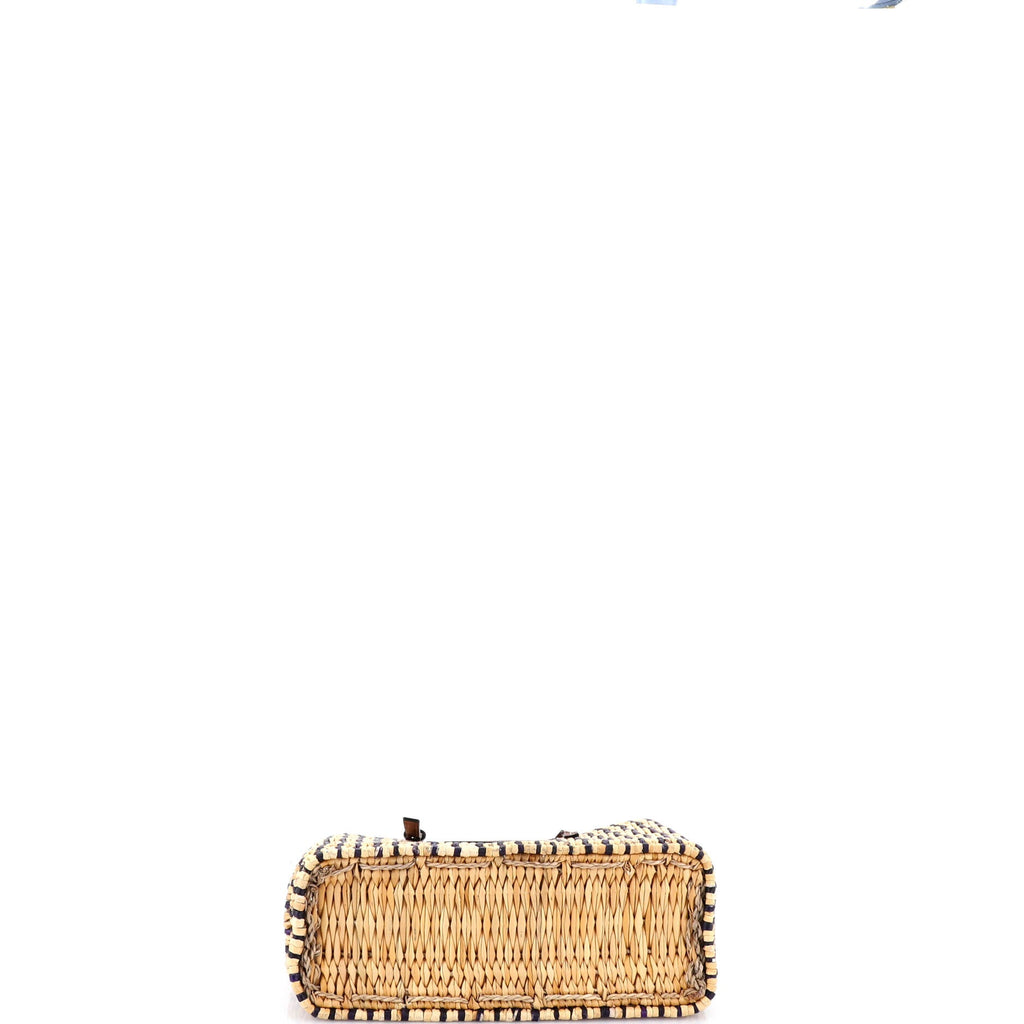 Paula's Ibiza Square Basket Tote Woven Reed with Leather Small