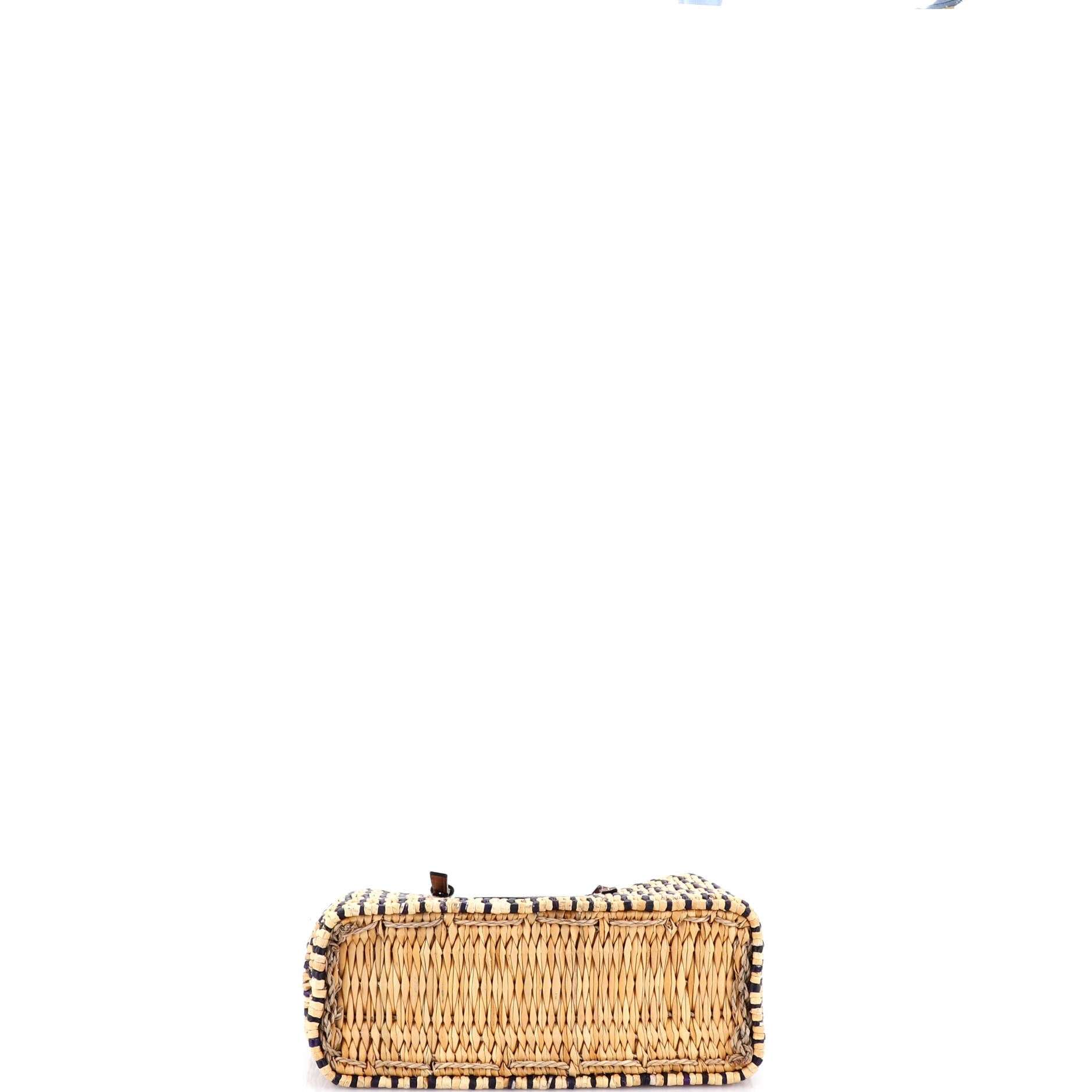 Paula's Ibiza Square Basket Tote Woven Reed with Leather Small