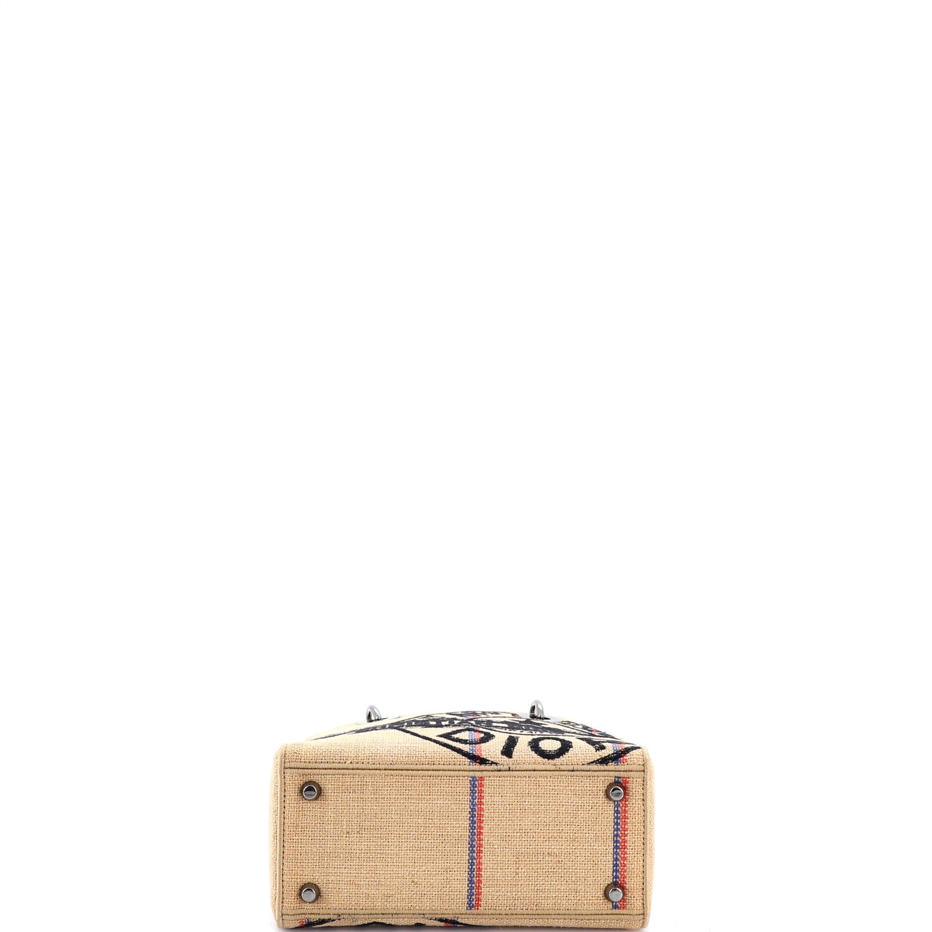 Lady D-Lite Bag Embroidered Jute Canvas Medium
