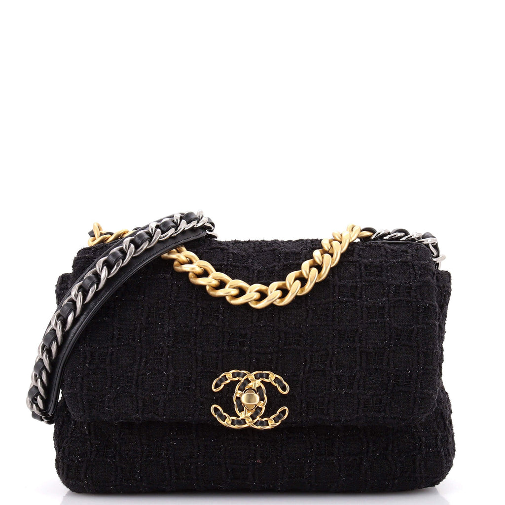19 Flap Bag Quilted Tweed Medium