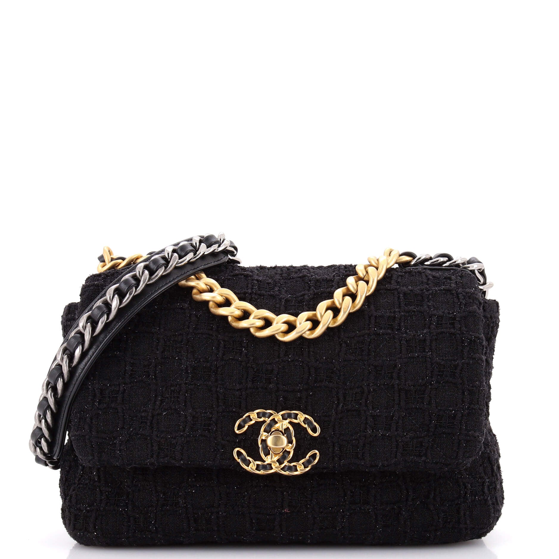 19 Flap Bag Quilted Tweed Medium