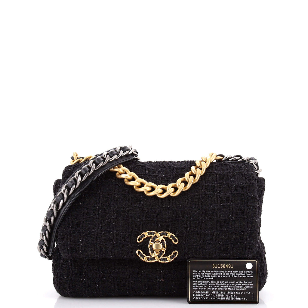 19 Flap Bag Quilted Tweed Medium
