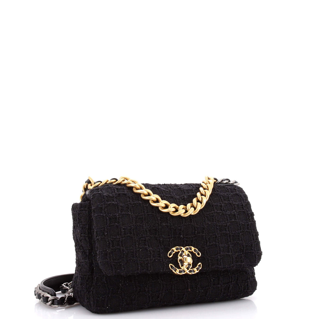 19 Flap Bag Quilted Tweed Medium