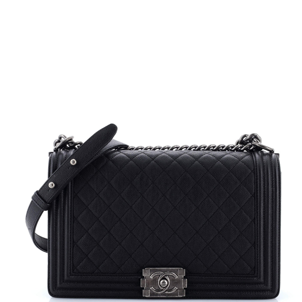 Boy Flap Bag Quilted Caviar New Medium