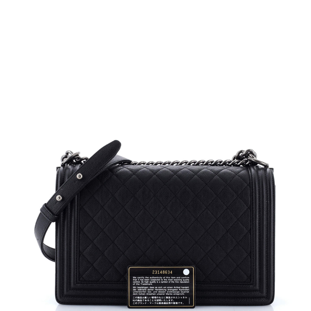 Boy Flap Bag Quilted Caviar New Medium