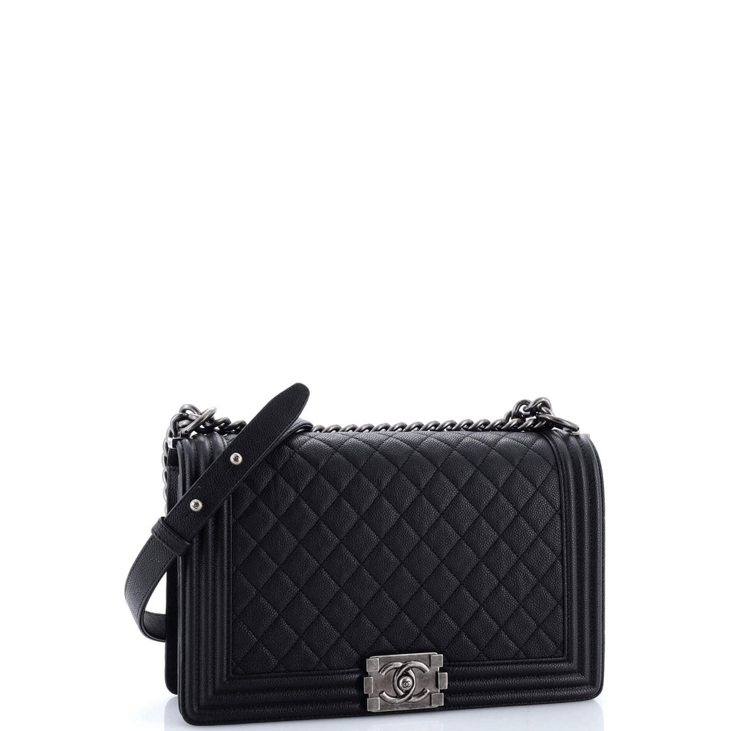 Boy Flap Bag Quilted Caviar New Medium