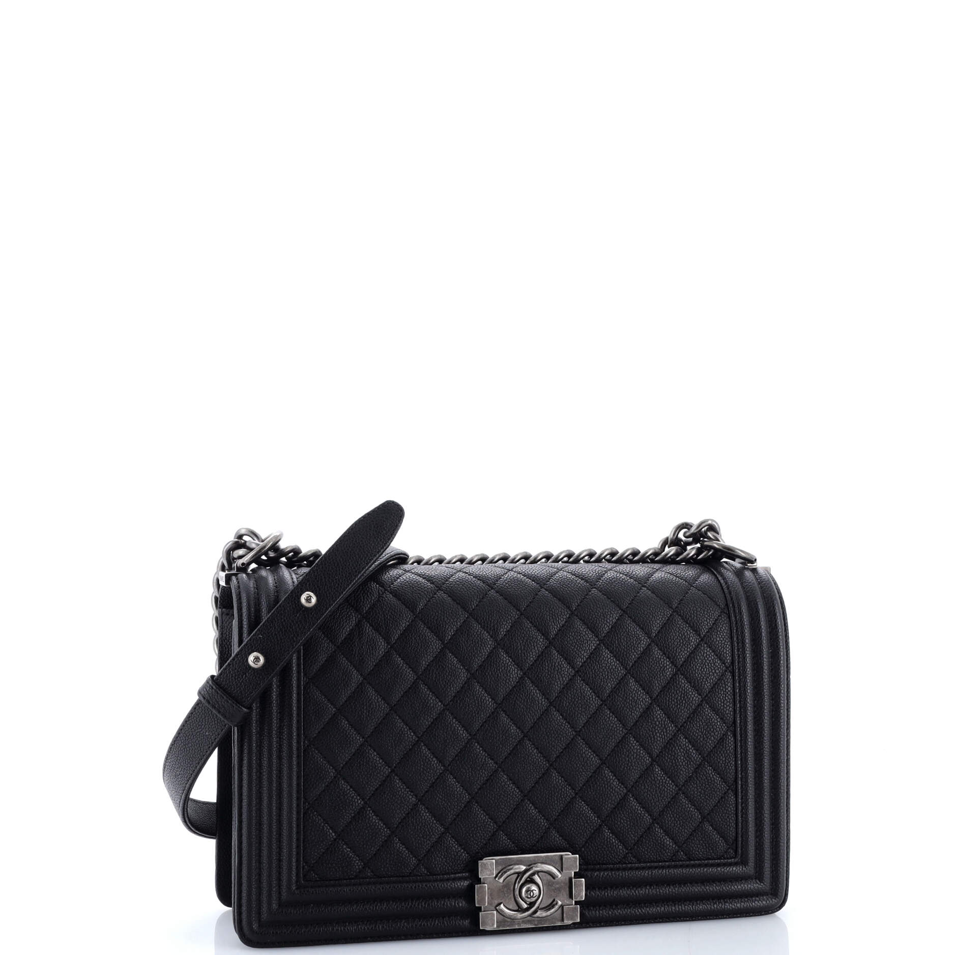Boy Flap Bag Quilted Caviar New Medium