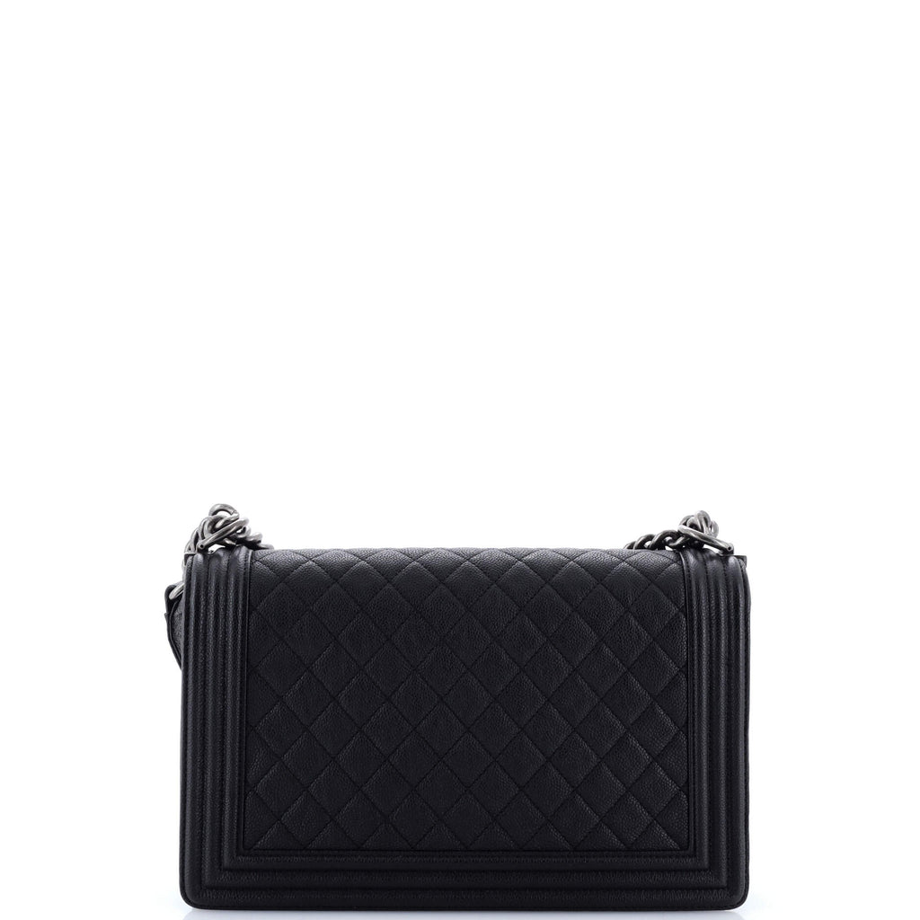 Boy Flap Bag Quilted Caviar New Medium