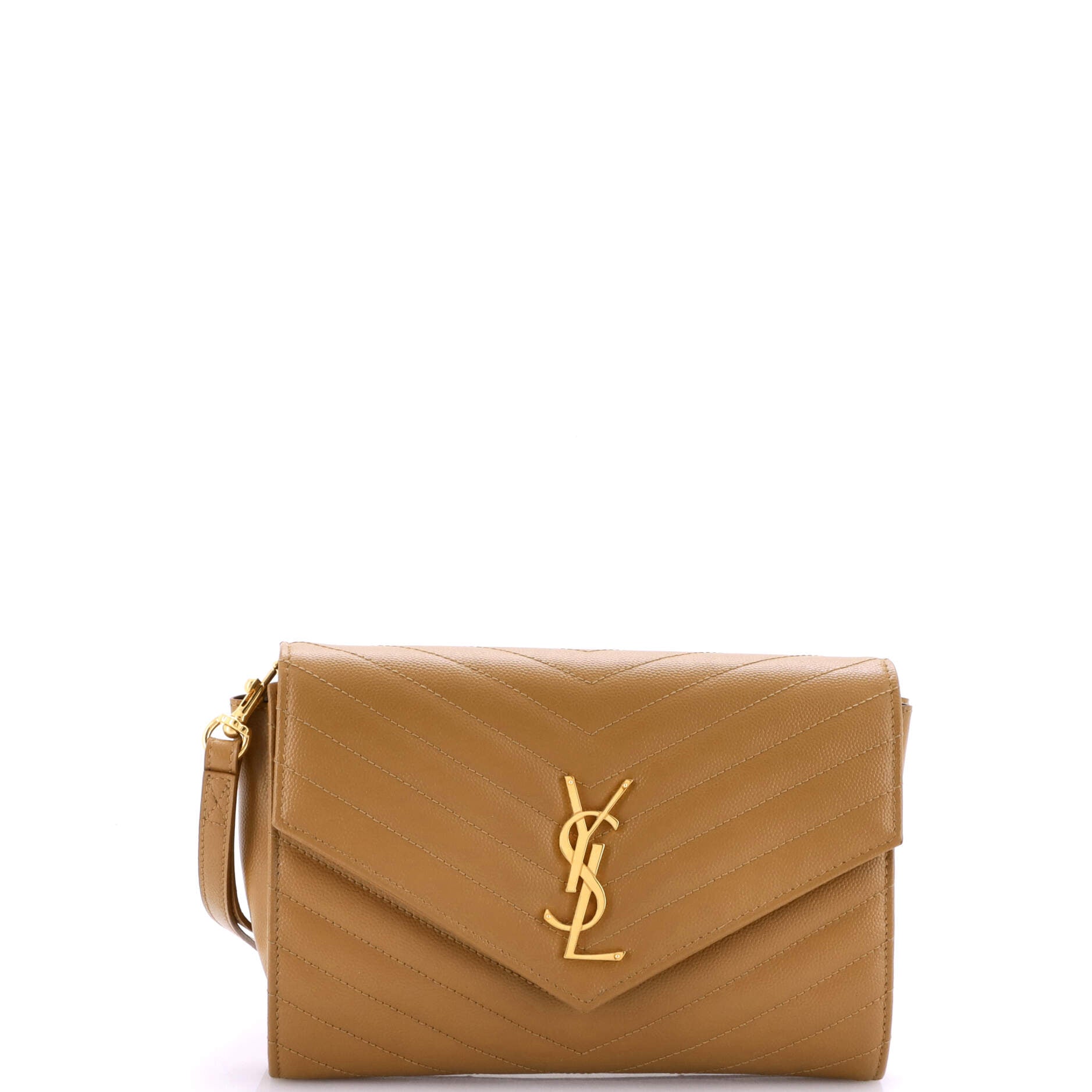 Classic Monogram Envelope Wristlet Clutch Matelasse Chevron Leather