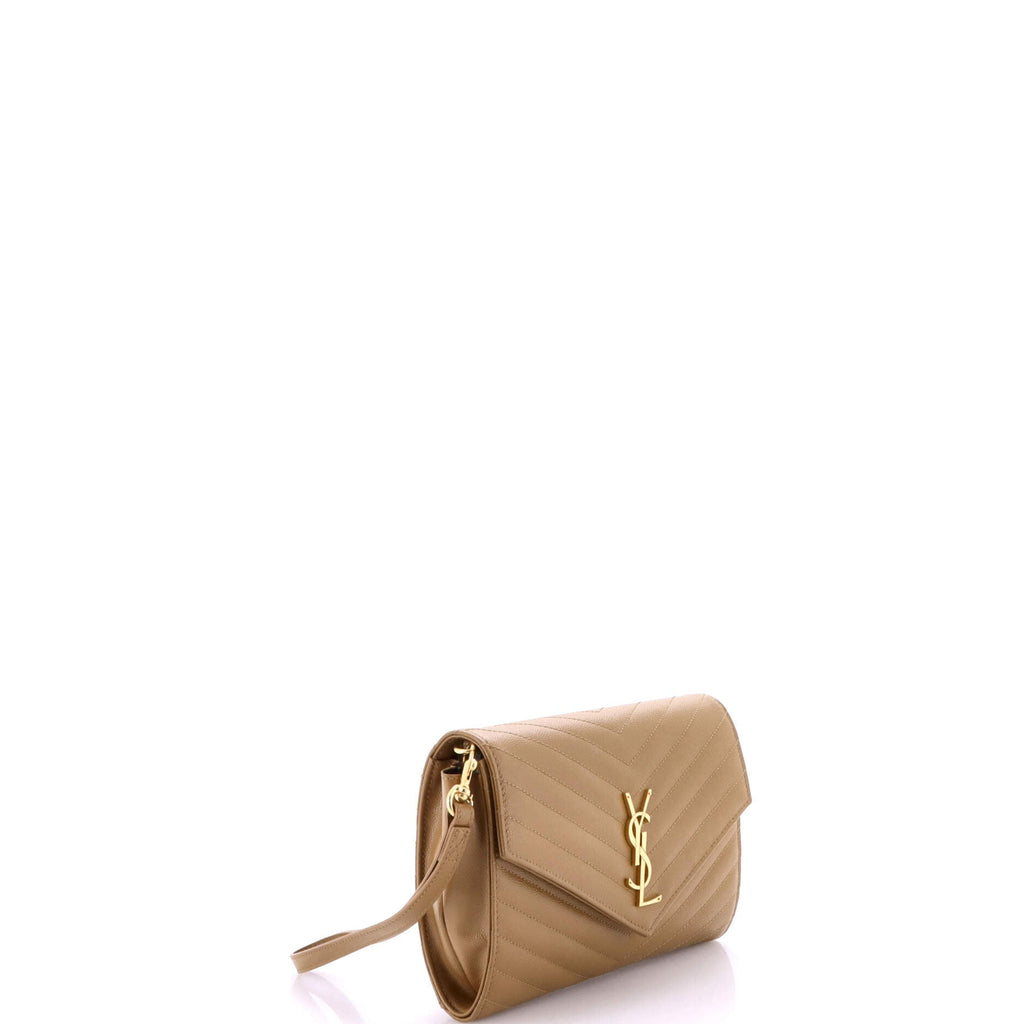 Classic Monogram Envelope Wristlet Clutch Matelasse Chevron Leather