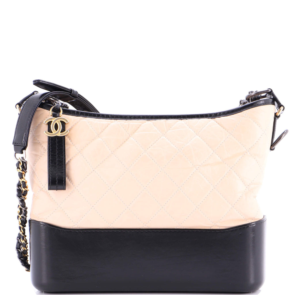 Bicolor Gabrielle Hobo Quilted Aged Calfskin Medium