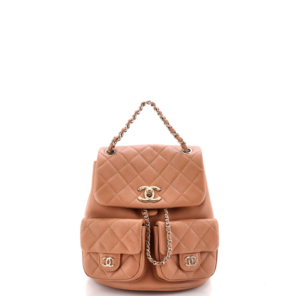 Duma Pockets Drawstring Backpack Quilted Caviar Small