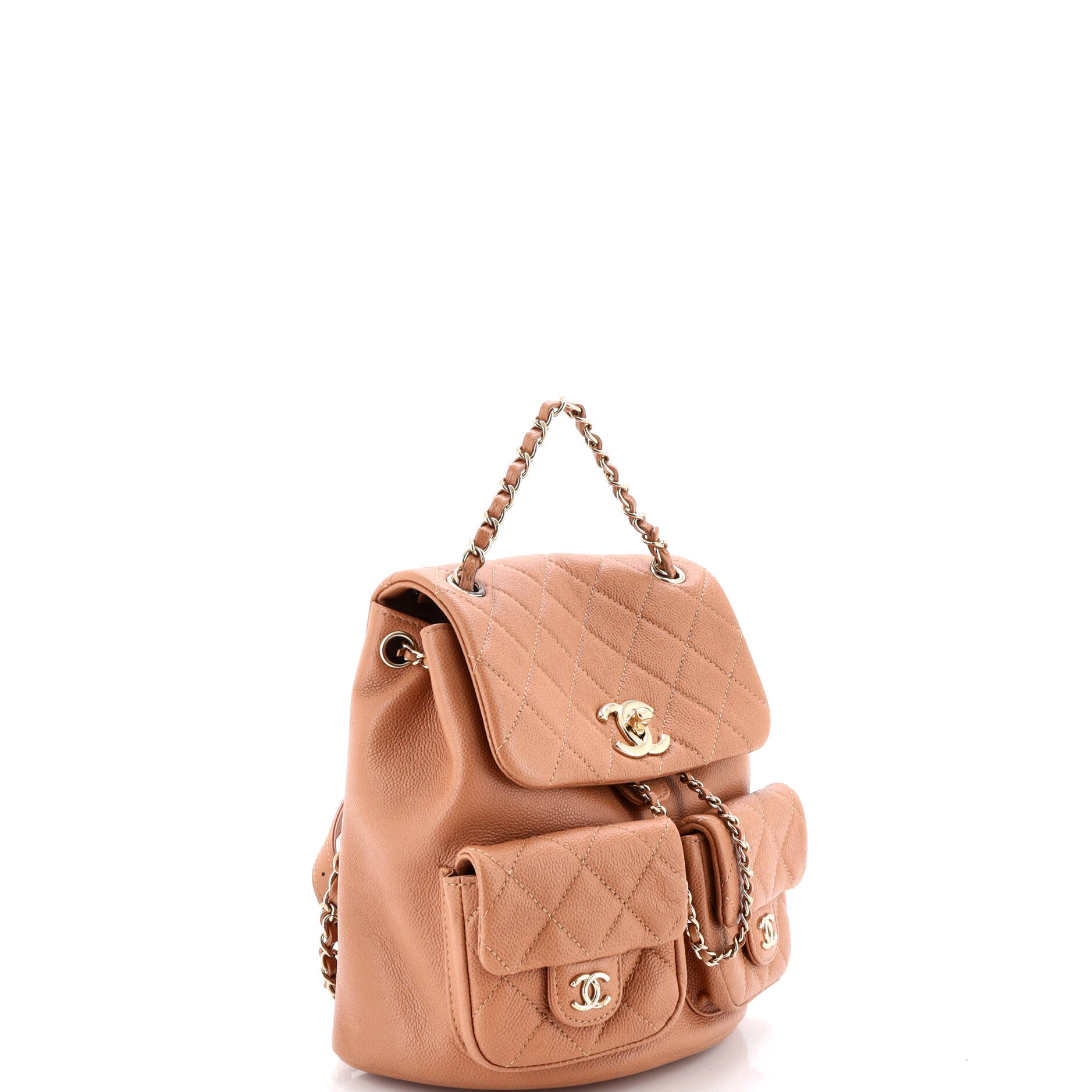 Duma Pockets Drawstring Backpack Quilted Caviar Small