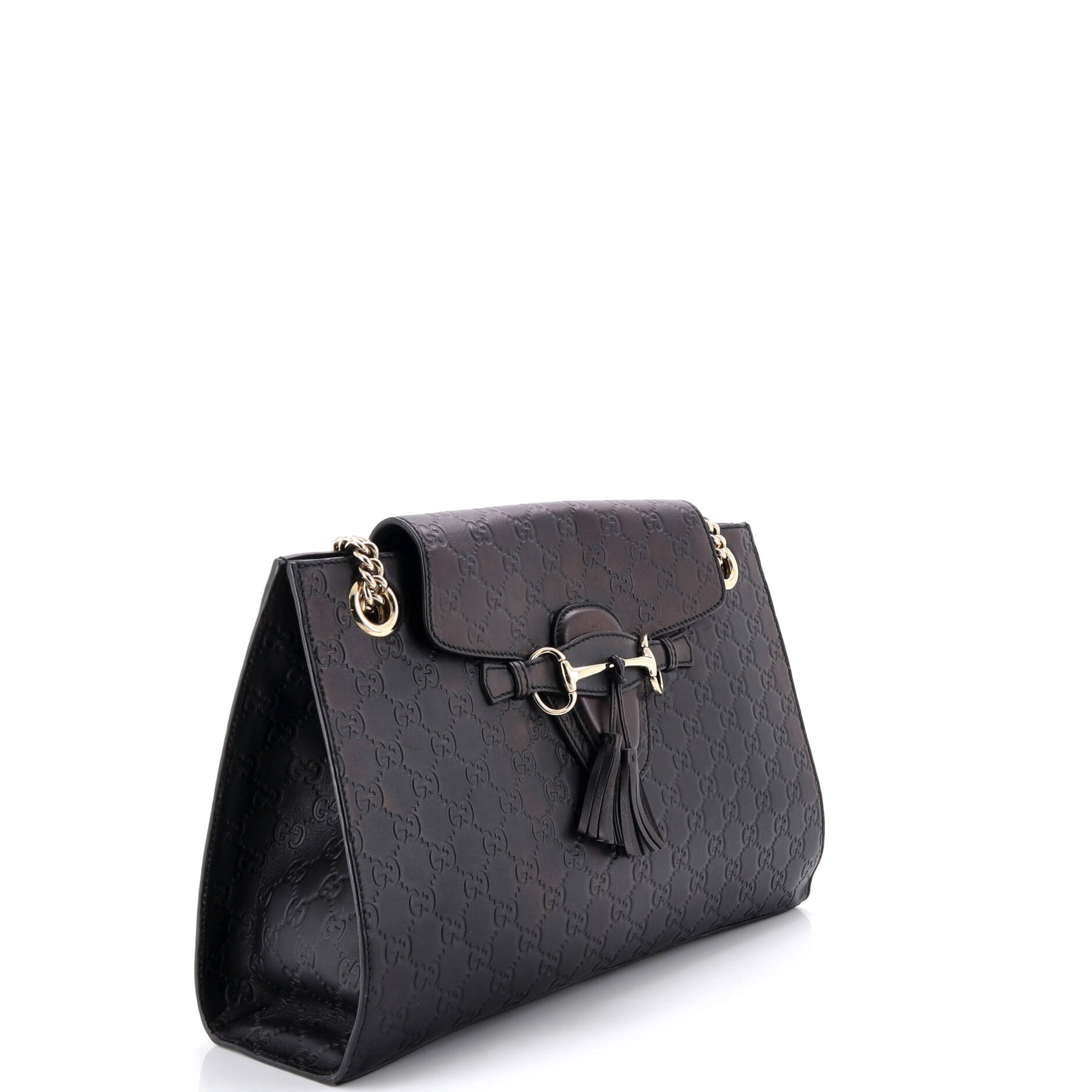 Emily Chain Flap Shoulder Bag Guccissima Leather Large