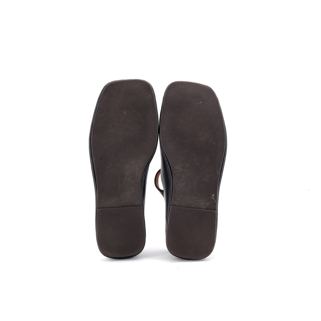 Women's Square T-Strap Flats Leather