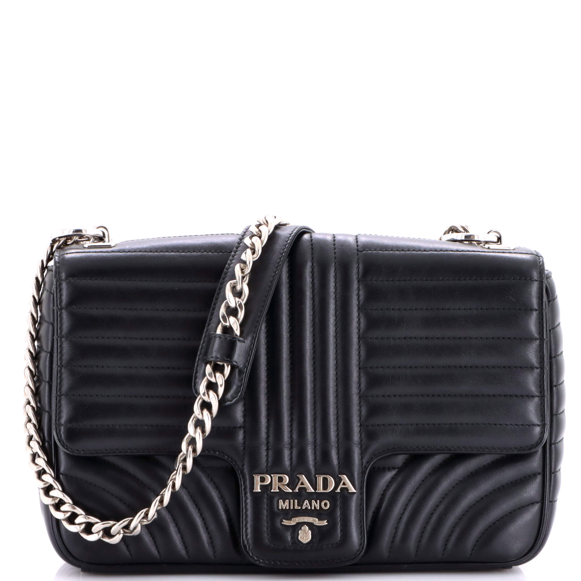 Chain Flap Shoulder Bag Diagramme Quilted Leather Large