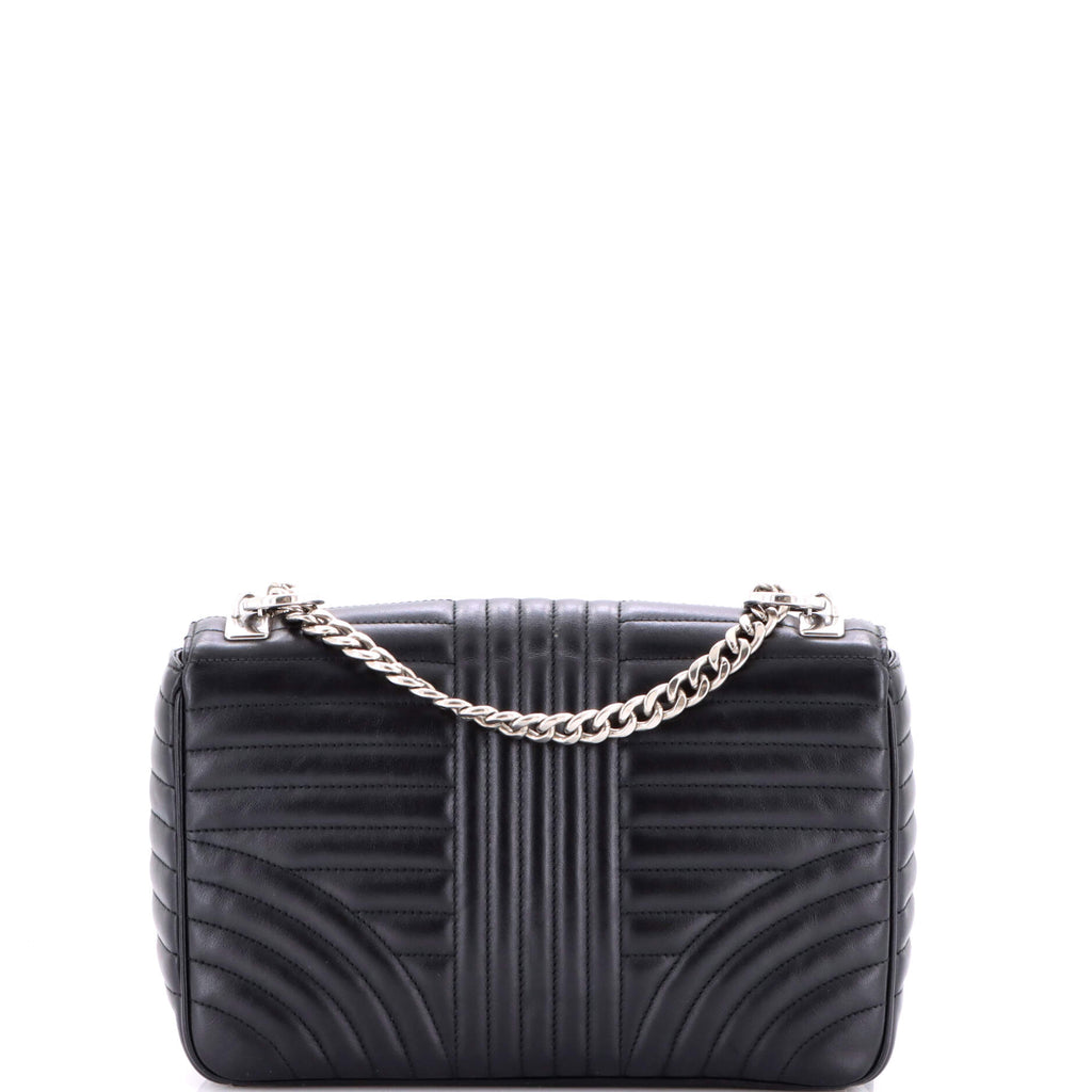 Chain Flap Shoulder Bag Diagramme Quilted Leather Large
