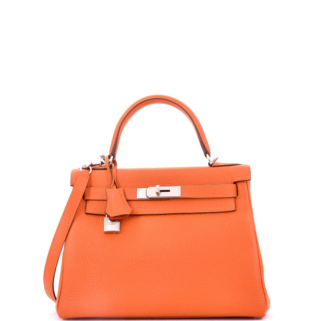Kelly Handbag Feu Clemence with Palladium Hardware 28