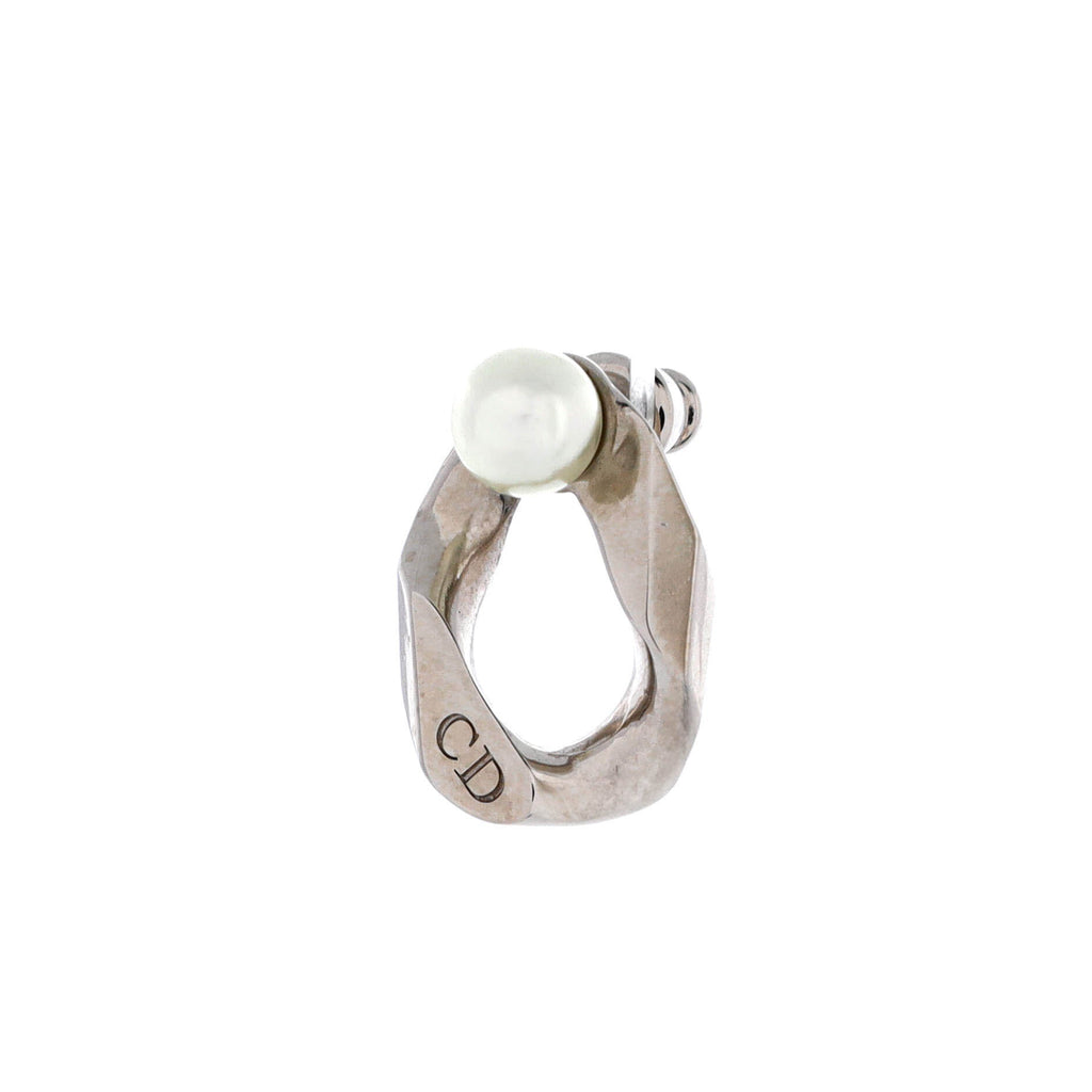 x Sacai Asymmetrical Twisted Link Stud Earrings Metal with Faux Pearls