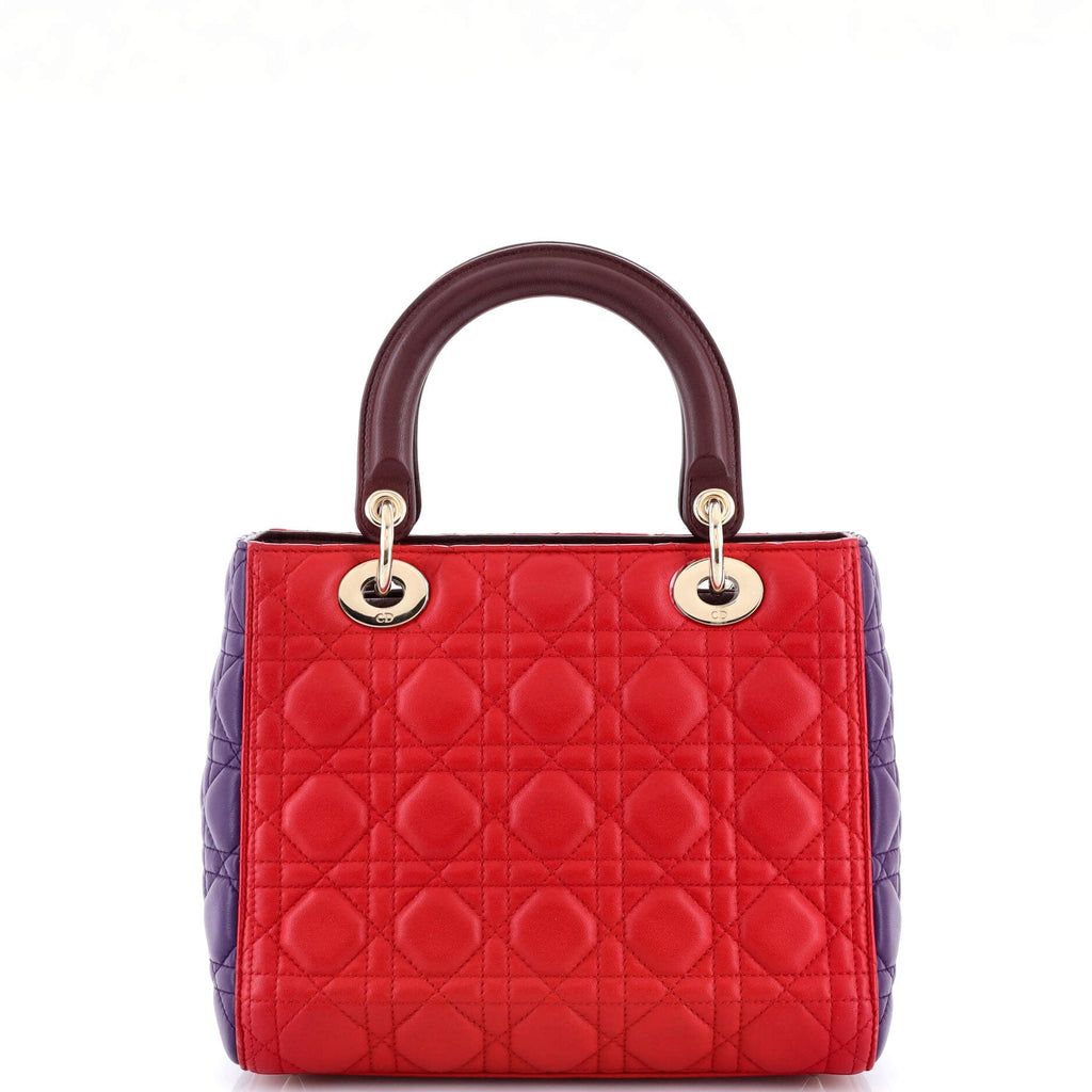 Tricolor Lady Dior Bag Cannage Quilt Lambskin Medium