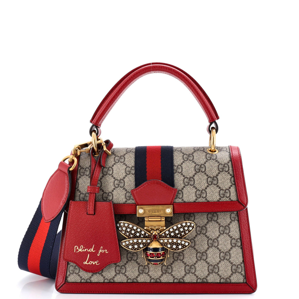 Queen Margaret Top Handle Bag GG Coated Canvas with Leather Small