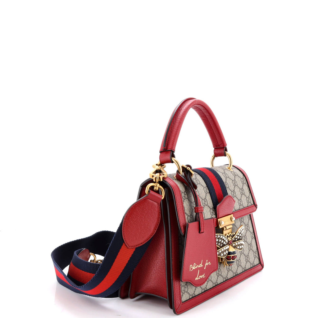 Queen Margaret Top Handle Bag GG Coated Canvas with Leather Small