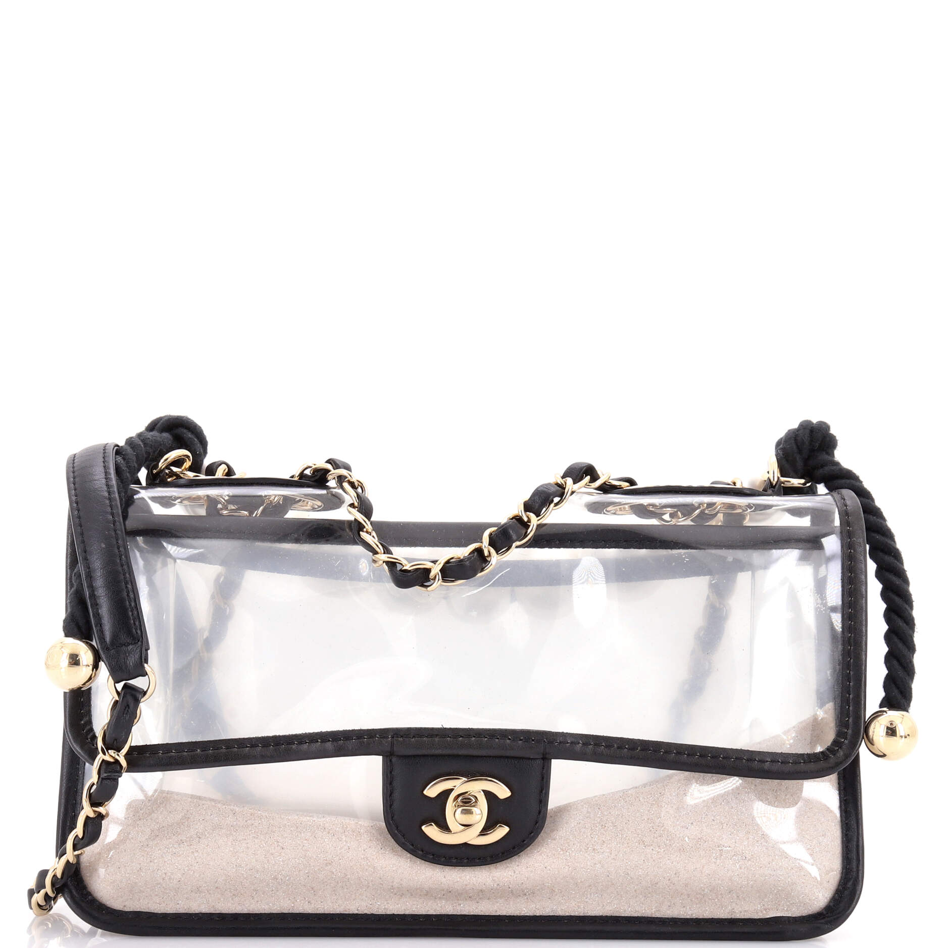 Sand By The Sea Pearl Flap Bag PVC with Lambskin Medium