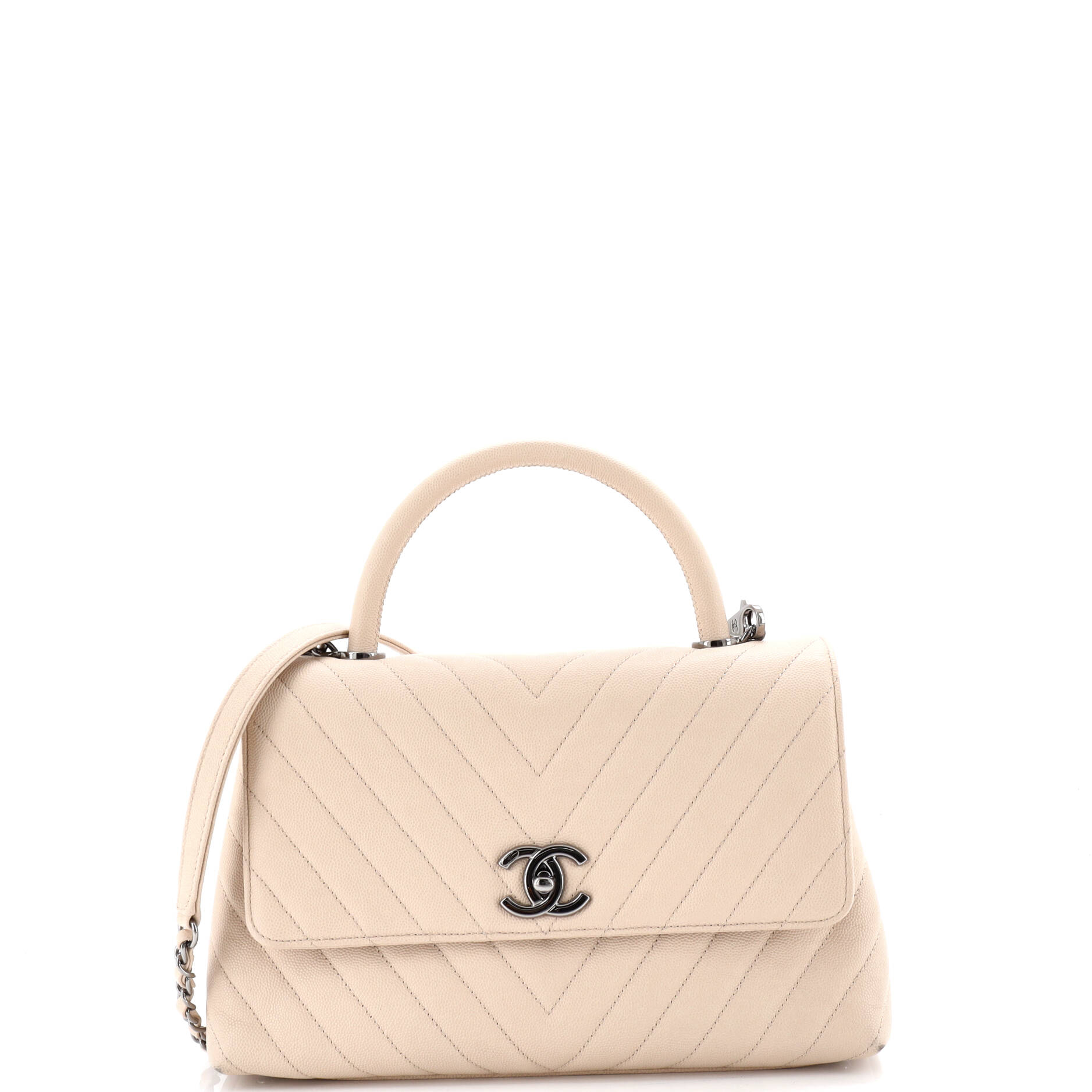 Coco Top Handle Bag Chevron Caviar Small