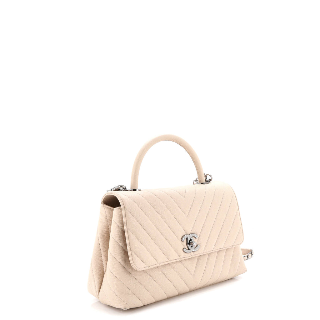 Coco Top Handle Bag Chevron Caviar Small