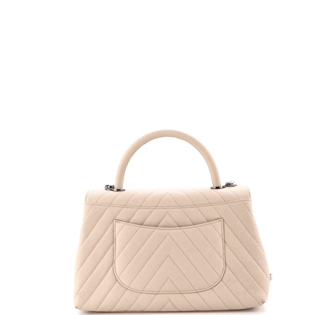 Coco Top Handle Bag Chevron Caviar Small