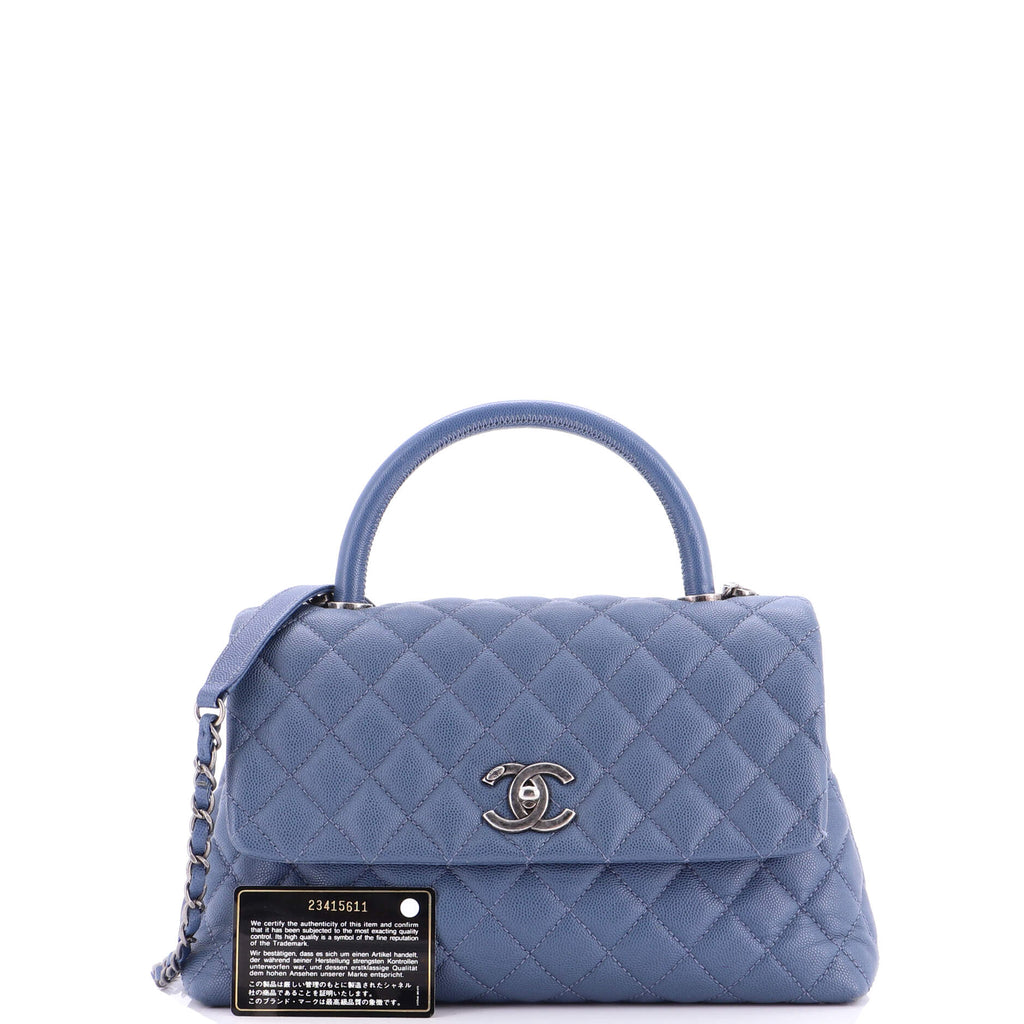 Coco Top Handle Bag Quilted Caviar Small