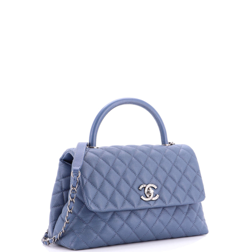 Coco Top Handle Bag Quilted Caviar Small