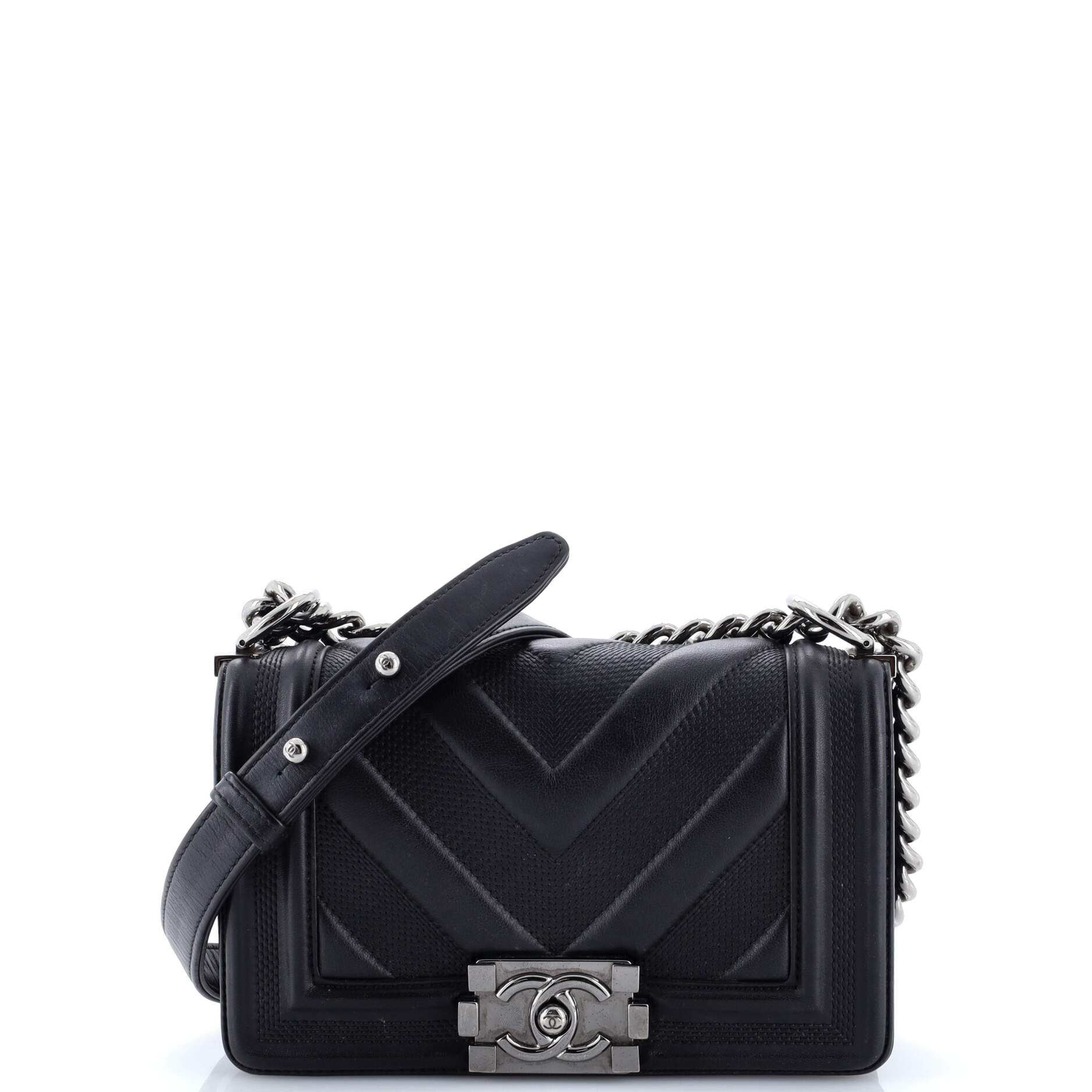 Boy Flap Bag Perforated Chevron Lambskin Small