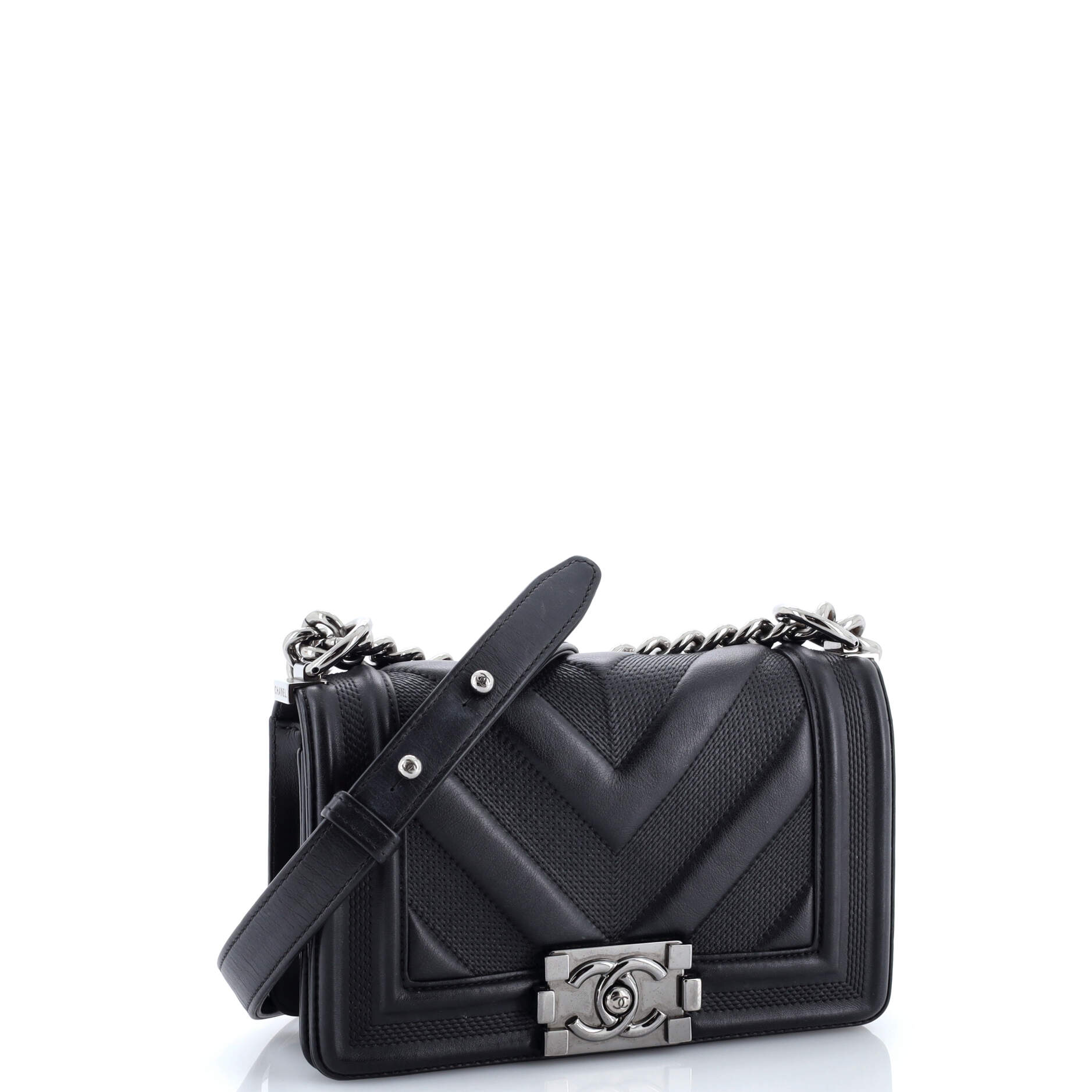 Boy Flap Bag Perforated Chevron Lambskin Small