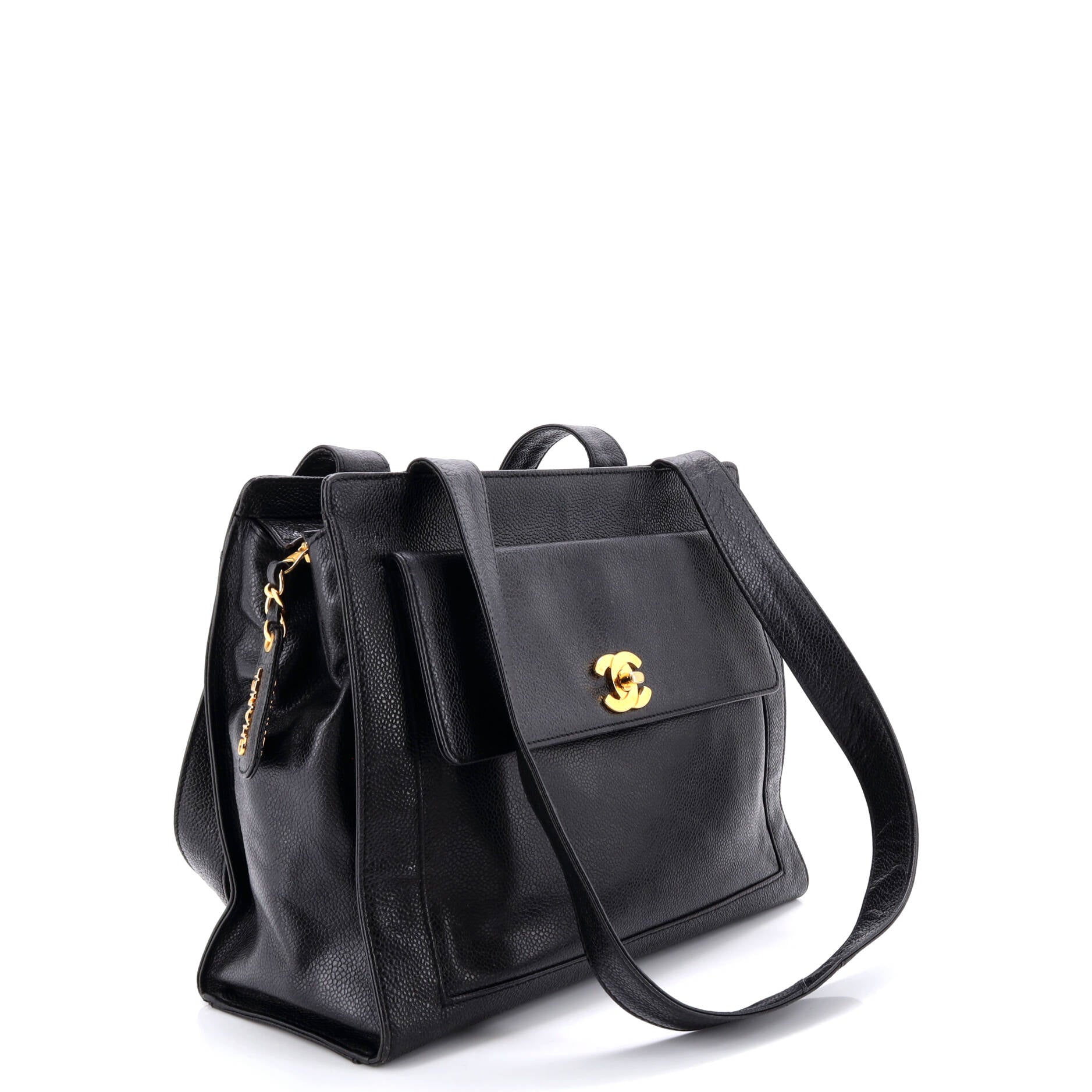 Vintage Front Pocket Tote Caviar Medium