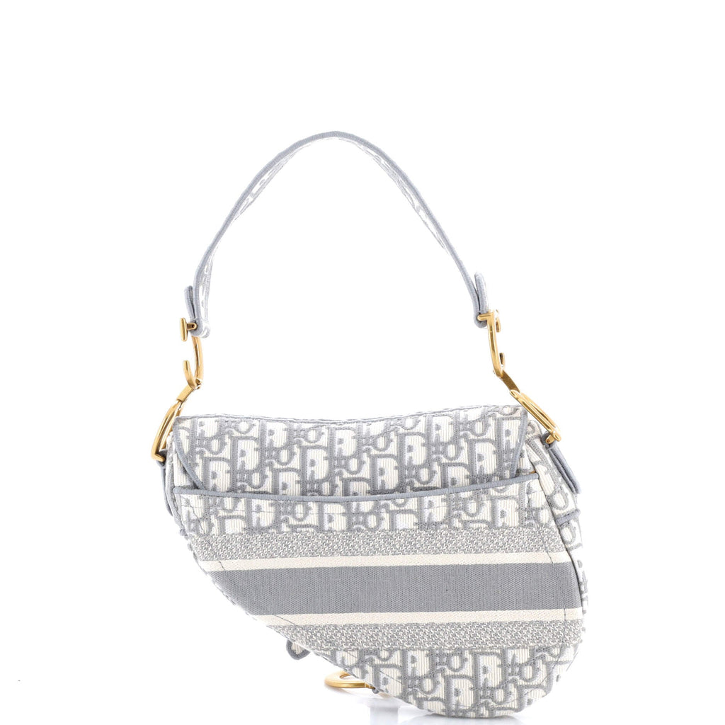 Saddle Handbag Logo Embroidered Oblique Canvas Medium
