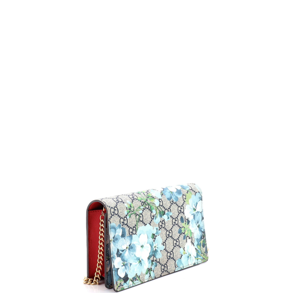 Chain Wallet Blooms Print GG Coated Canvas