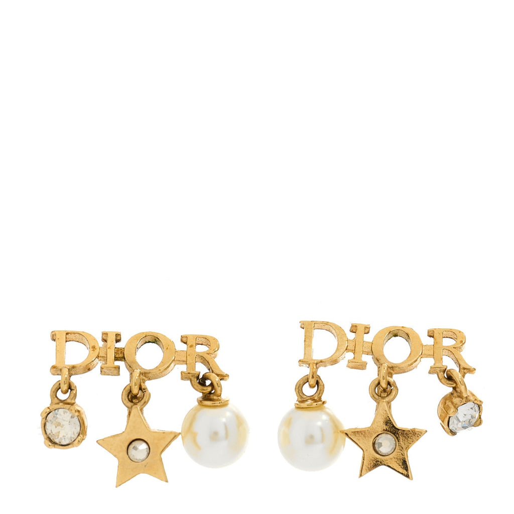Pearl Crystal Dio(r)evolution Star Clip On Earrings Gold