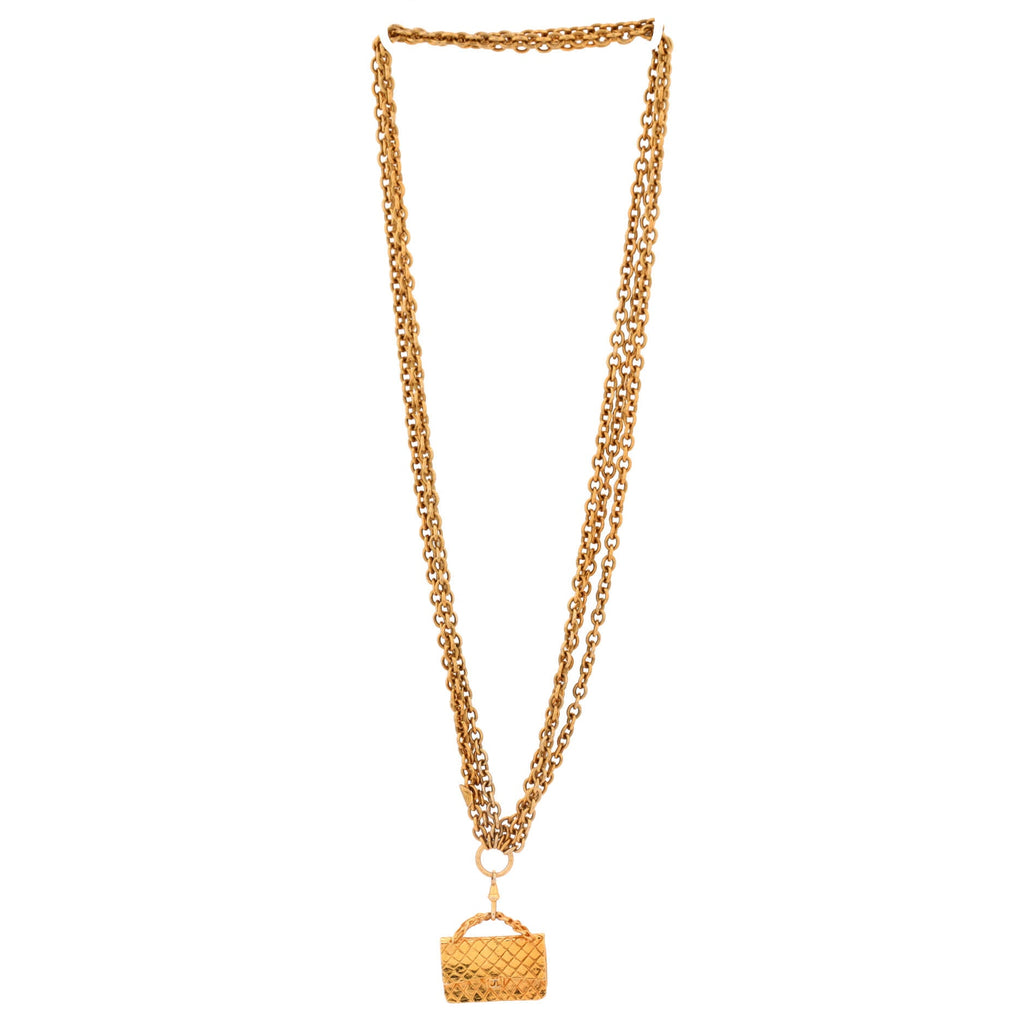 Vintage 2.55 Flap Bag Pendant Necklace Metal