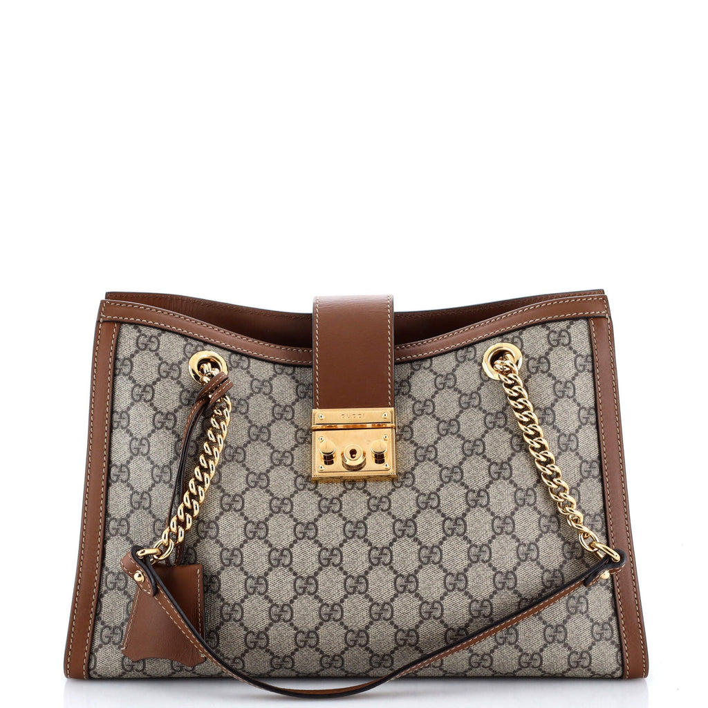 Padlock Chain Tote GG Coated Canvas with Leather Medium