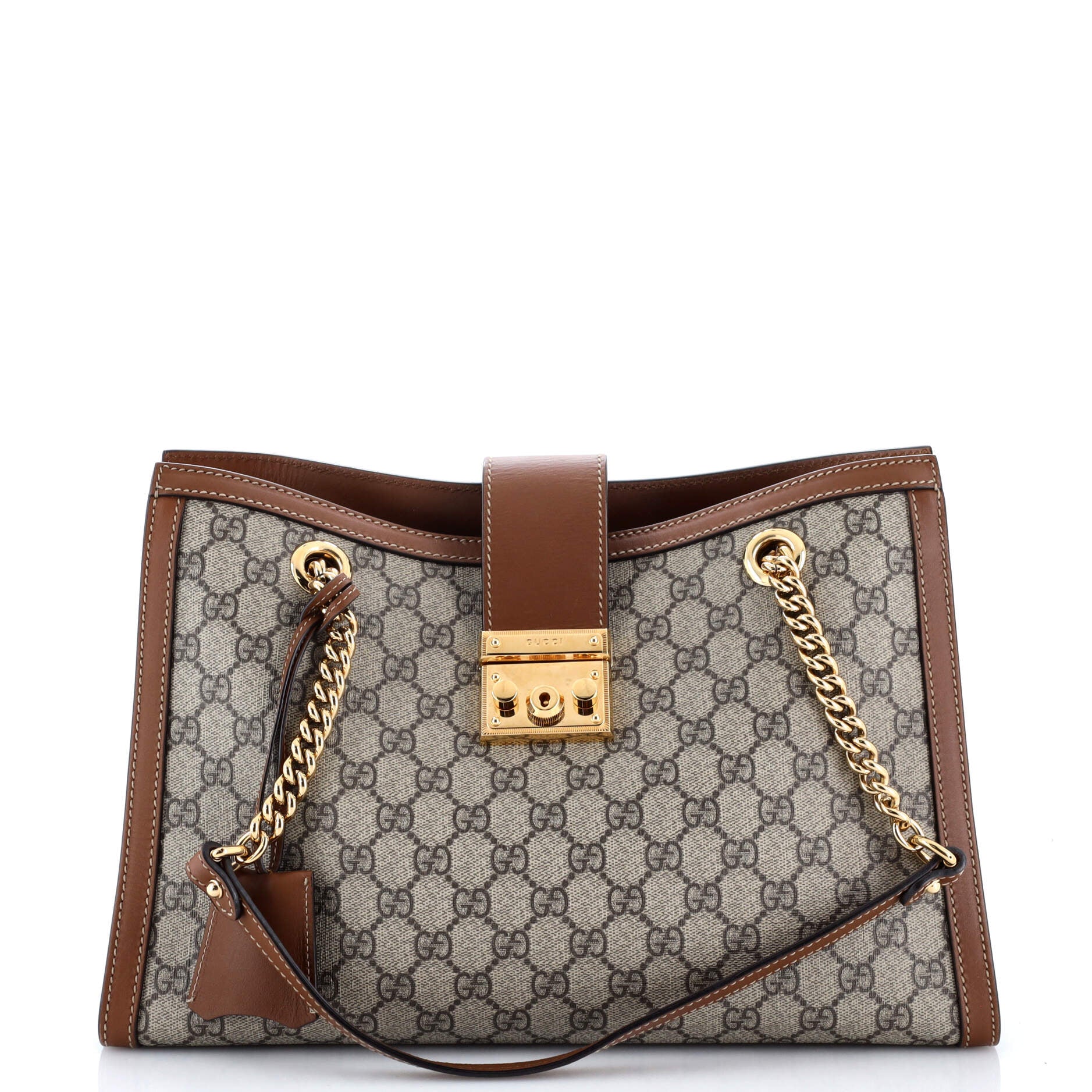 Padlock Chain Tote GG Coated Canvas with Leather Medium