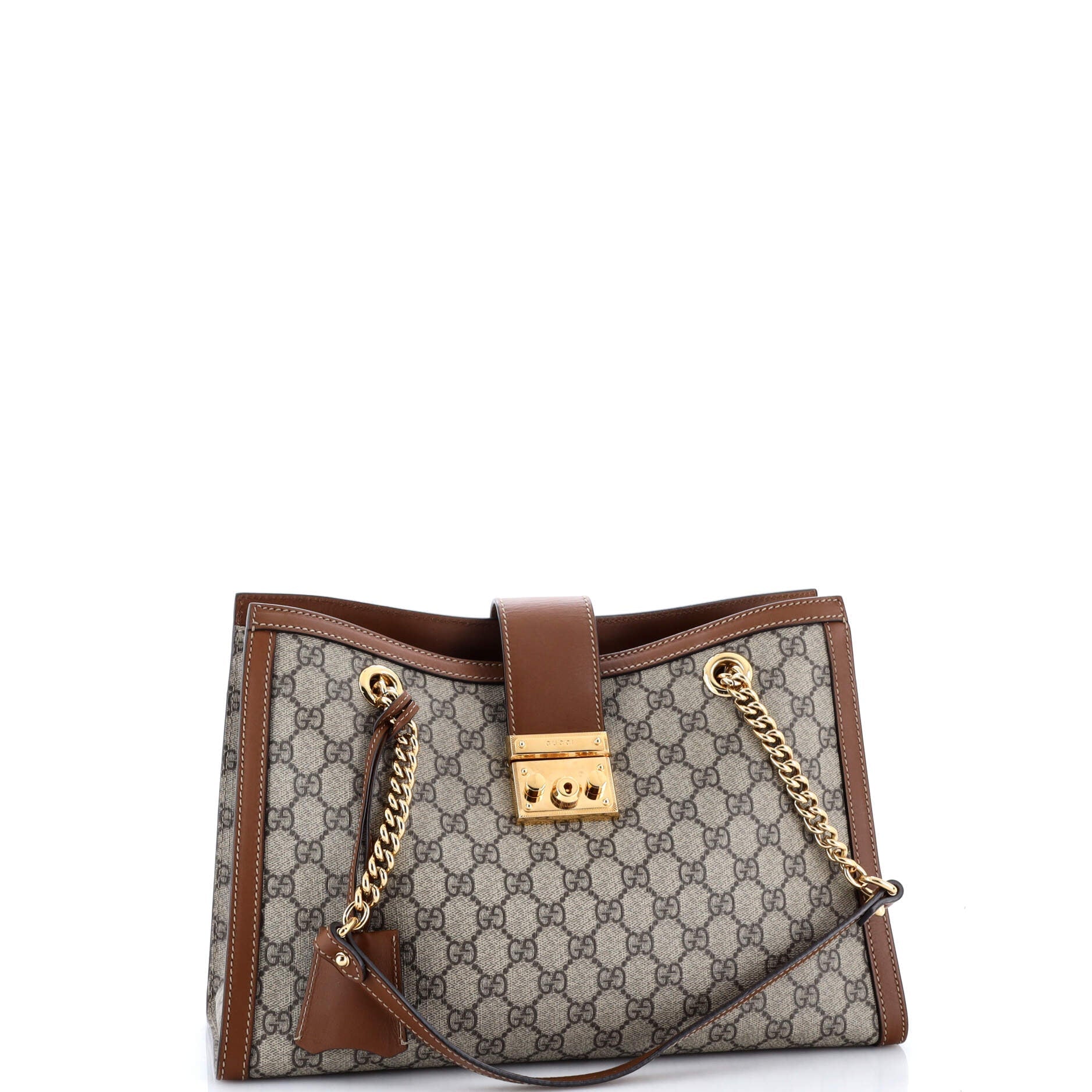Padlock Chain Tote GG Coated Canvas with Leather Medium