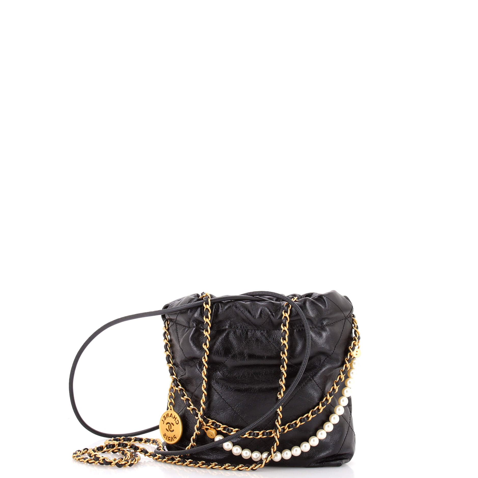 22 Chain Hobo Quilted Calfskin with Pearl Chain Mini