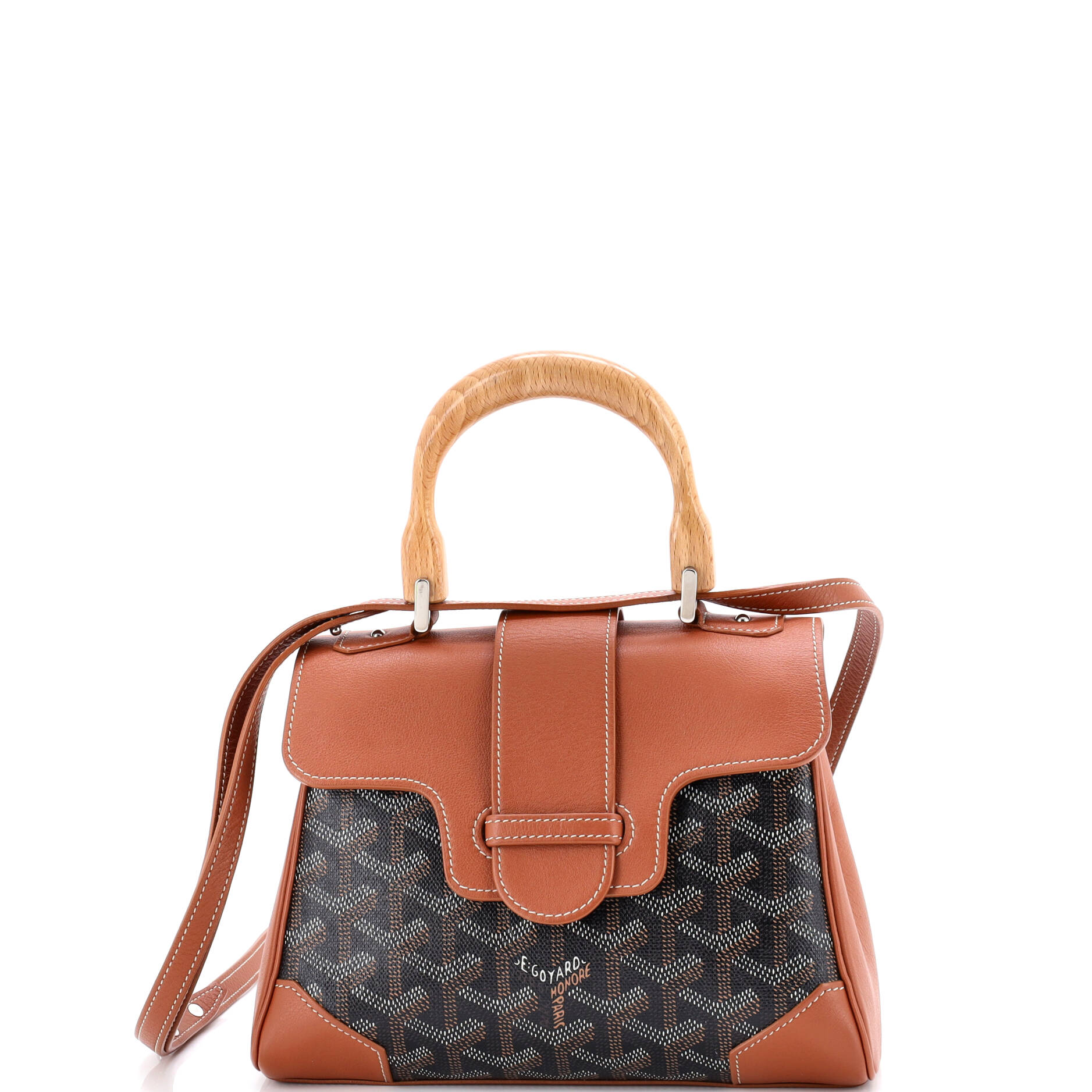 Saigon Top Handle Bag Coated Canvas with Leather Mini