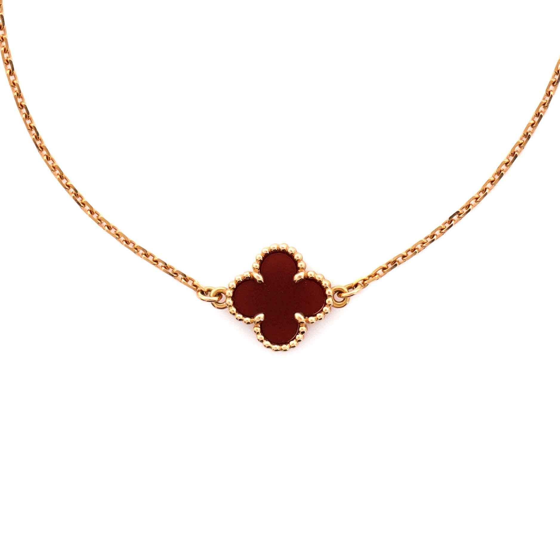 Sweet Alhambra Bracelet 18K Rose Gold and Carnelian