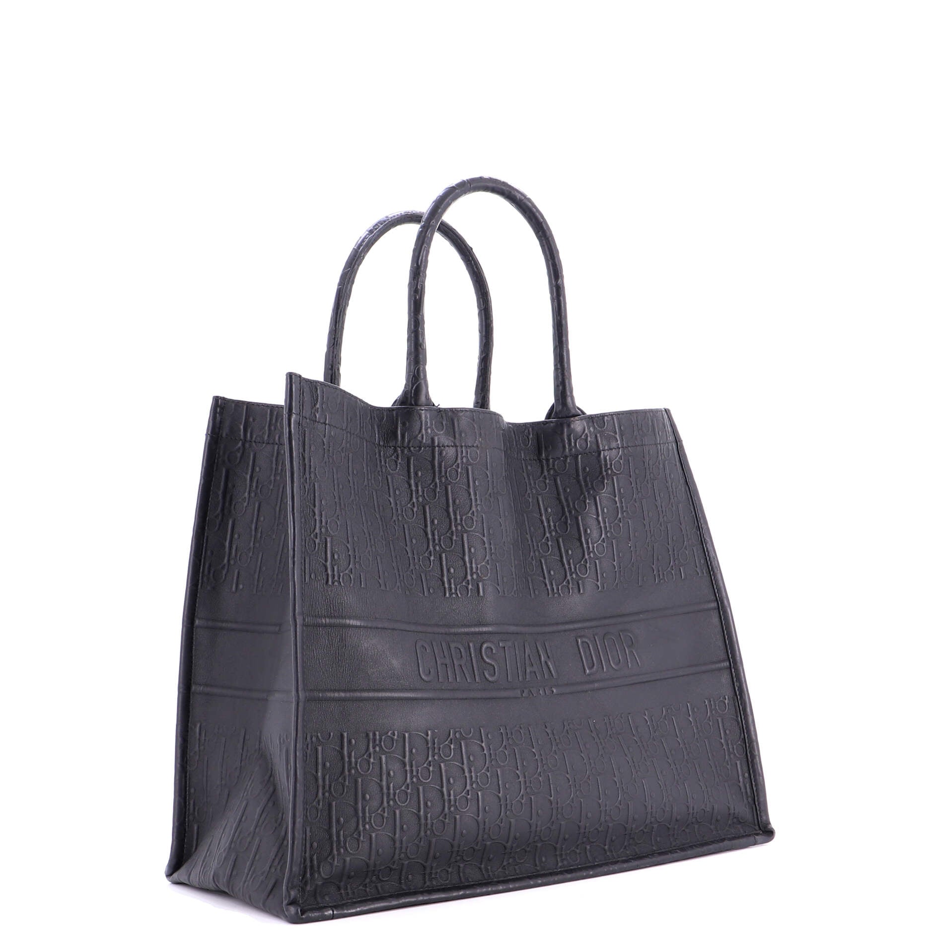 Book Tote Oblique Embossed Calfskin Large